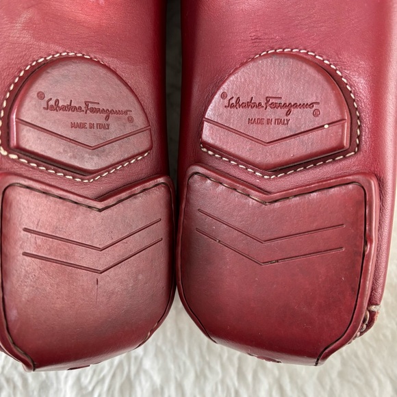 Salvatore Ferragamo Men's Brick Red Gancini Leather Driving Loafers size 12 D - Picture 15 of 16